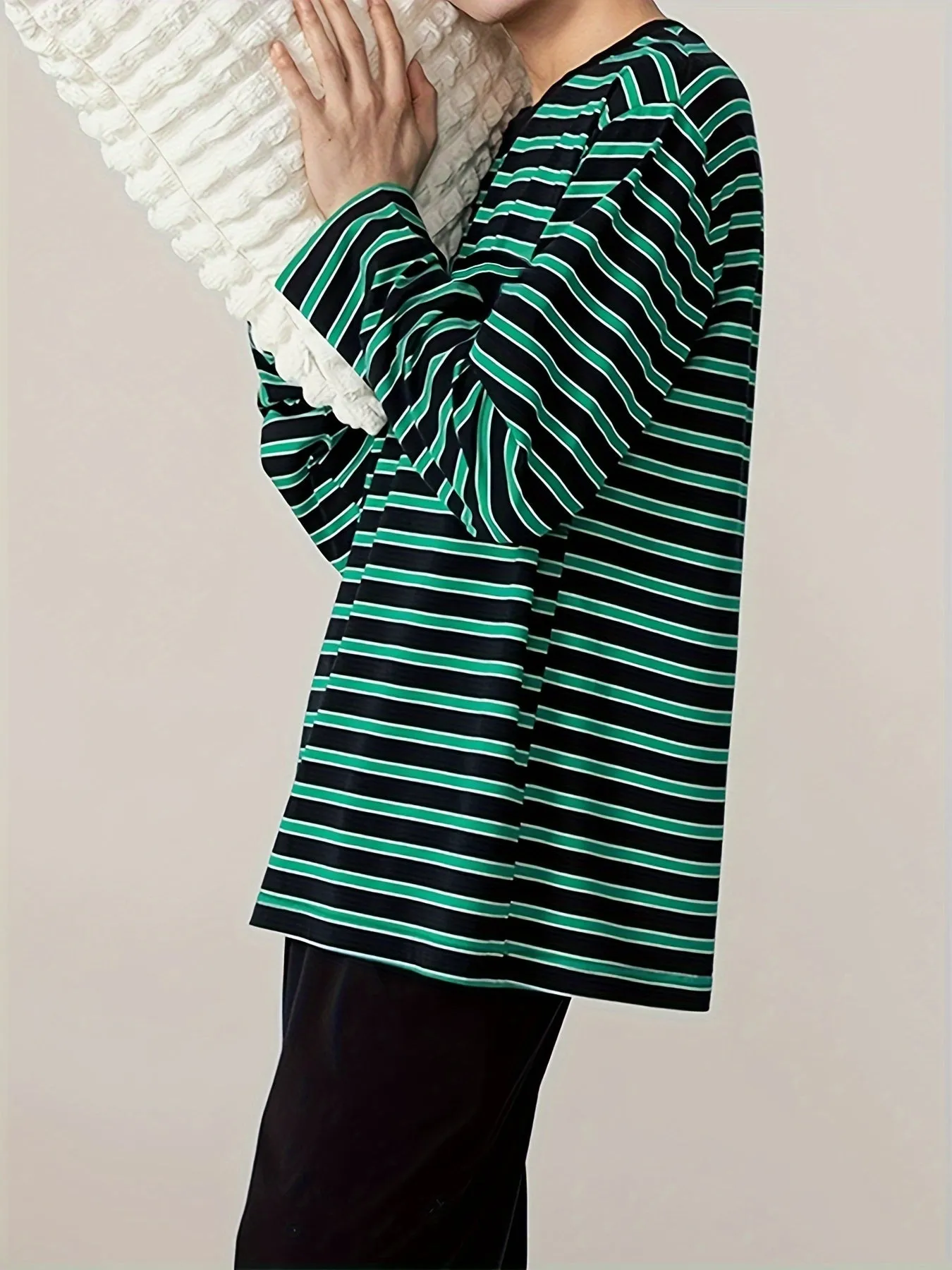 2 Pcs Men's Stylish Striped Round Neck Long Sleeve & Trousers Pajama Set, Comfortable & Skin-friendly Style Pajamas For Men's Cozy Loungewear