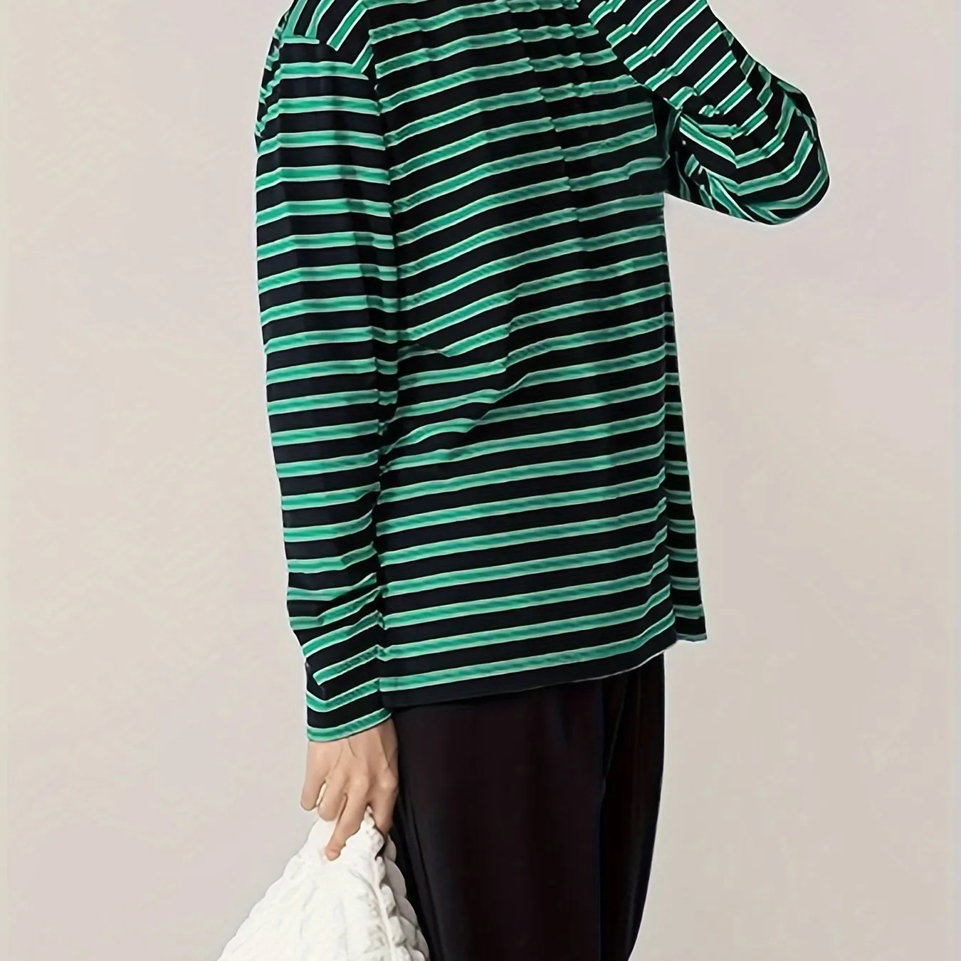2 Pcs Men's Stylish Striped Round Neck Long Sleeve & Trousers Pajama Set, Comfortable & Skin-friendly Style Pajamas For Men's Cozy Loungewear