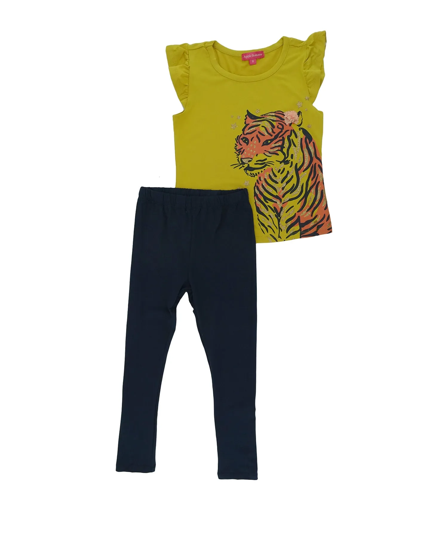 55953,Girls' 2 Piece Apple Bottom, Printed Top & Leggings Set