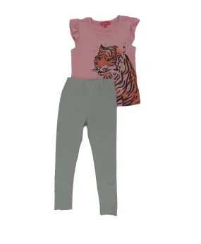 55953,Girls' 2 Piece Apple Bottom, Printed Top & Leggings Set