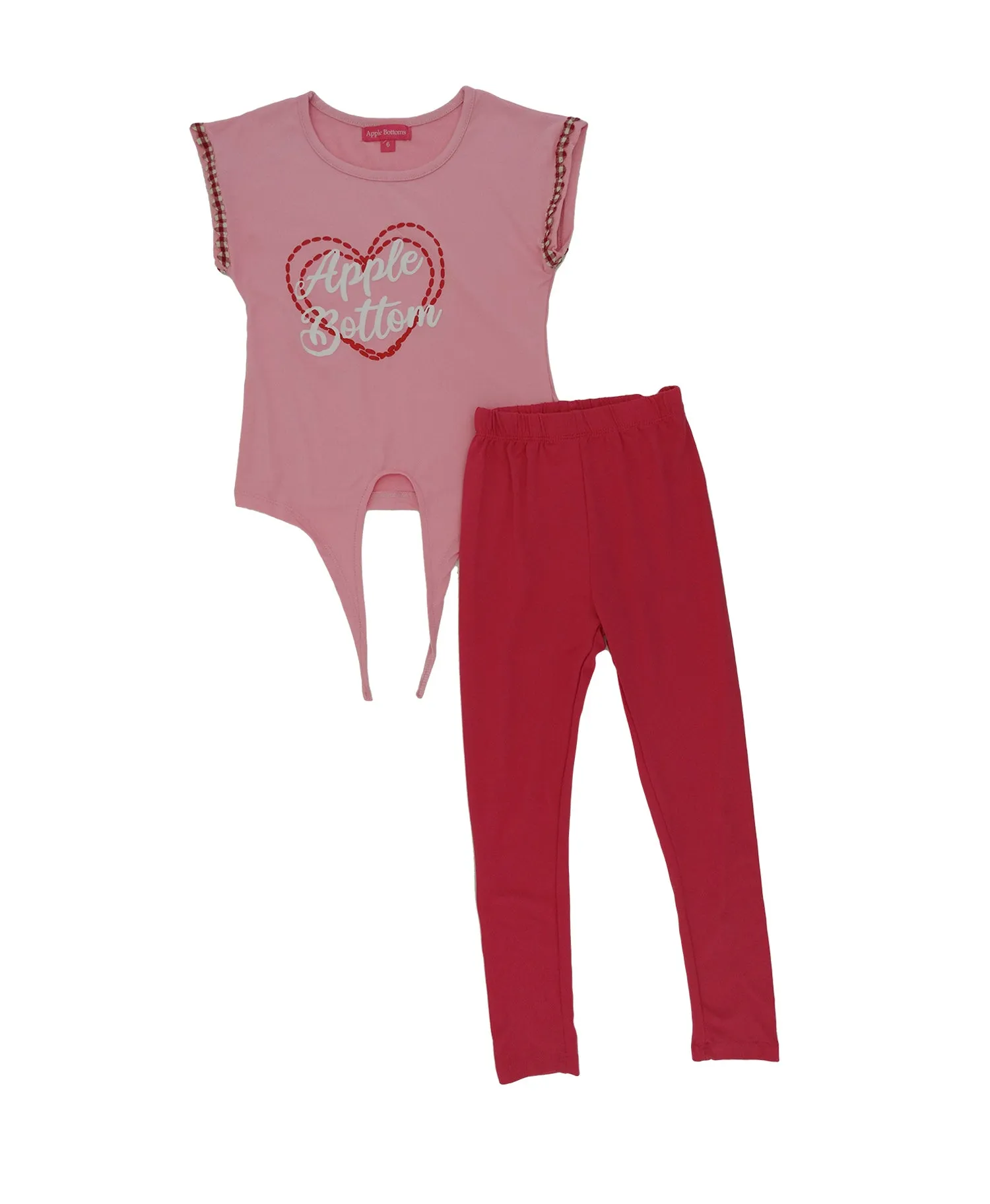55954, Girls' 2 Piece Apple Bottom, Top & Leggings Set