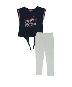 55954, Girls' 2 Piece Apple Bottom, Top & Leggings Set