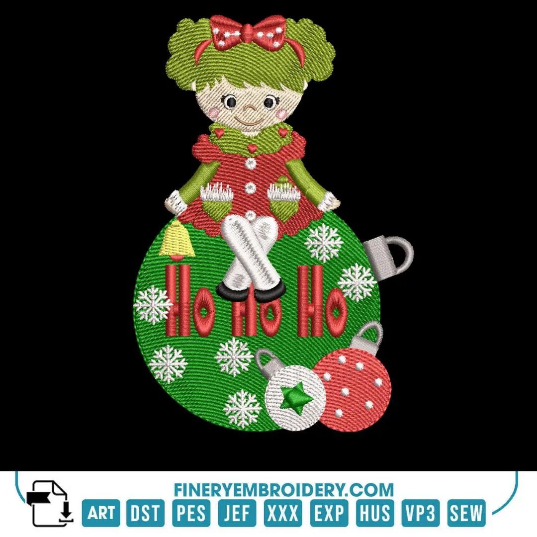 Adorable Christmas Girl Embroidery Design Pack