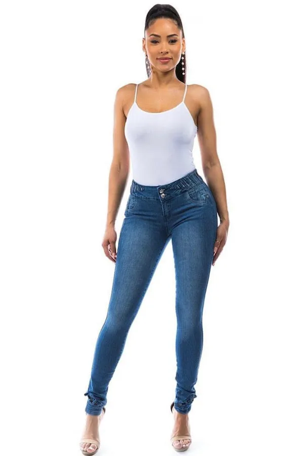 Ankle Cut Outs, No Back Pockets, Bling Jeans