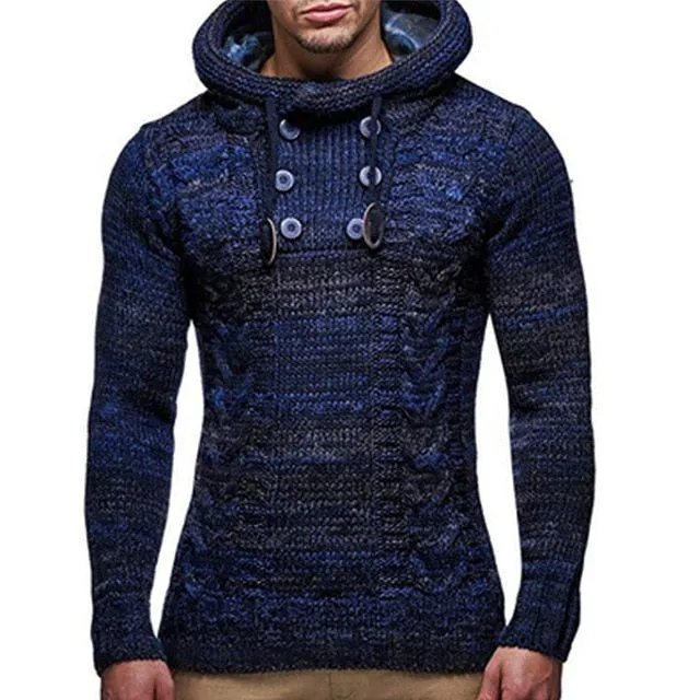Ashoreshop Men's Cable-knit Hoody Style Pullover Sweater