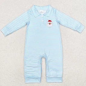 Baby Infant Boys Rompers Blue Stripes Santa Buttons Rompers LR1475