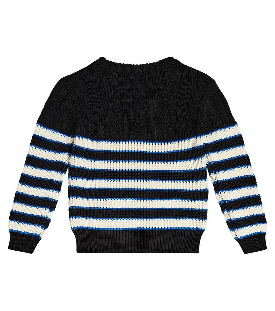 Balmain Striped Wool Sweater, Black