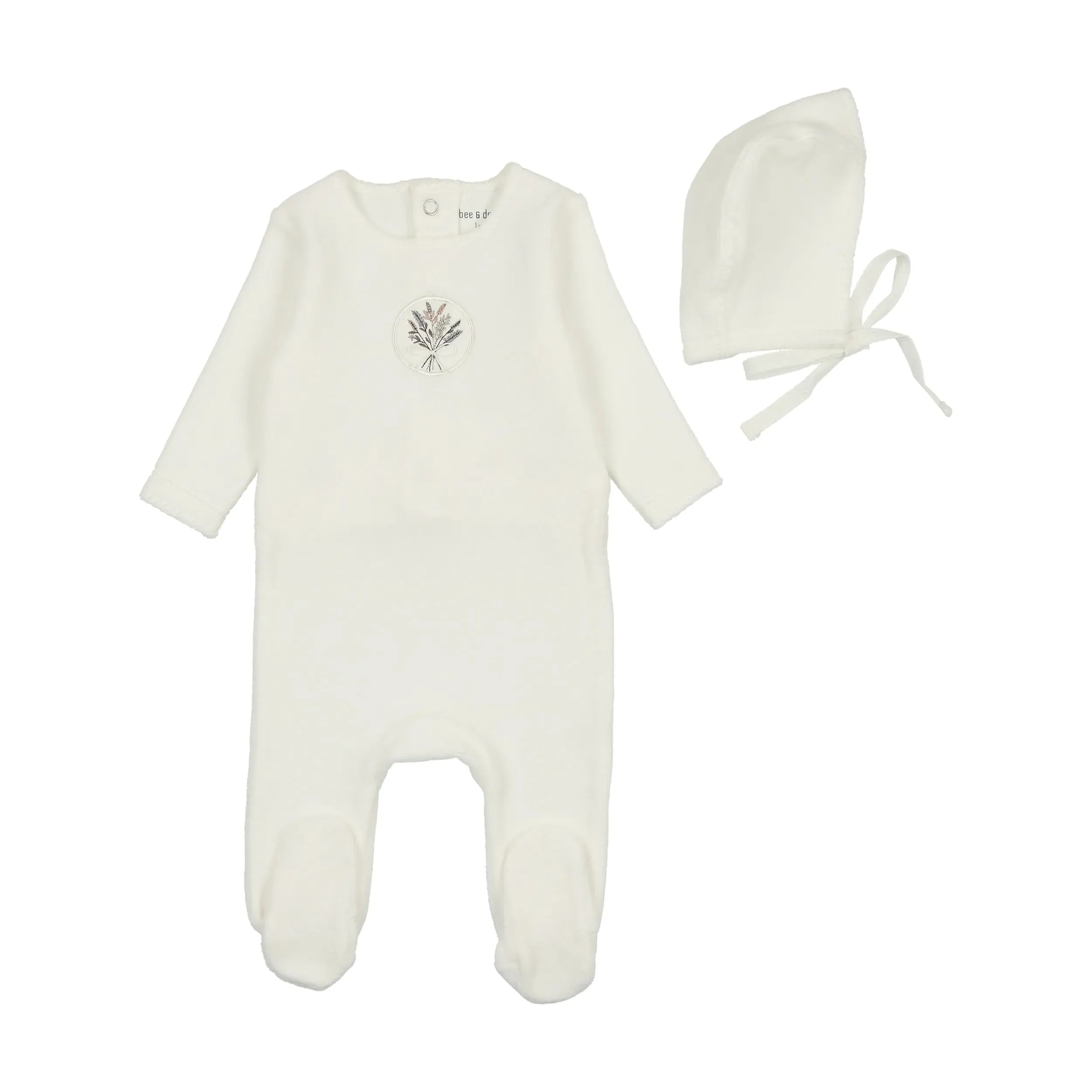 Bee & Dee Boys White Center Embossed Footie   Bonnet