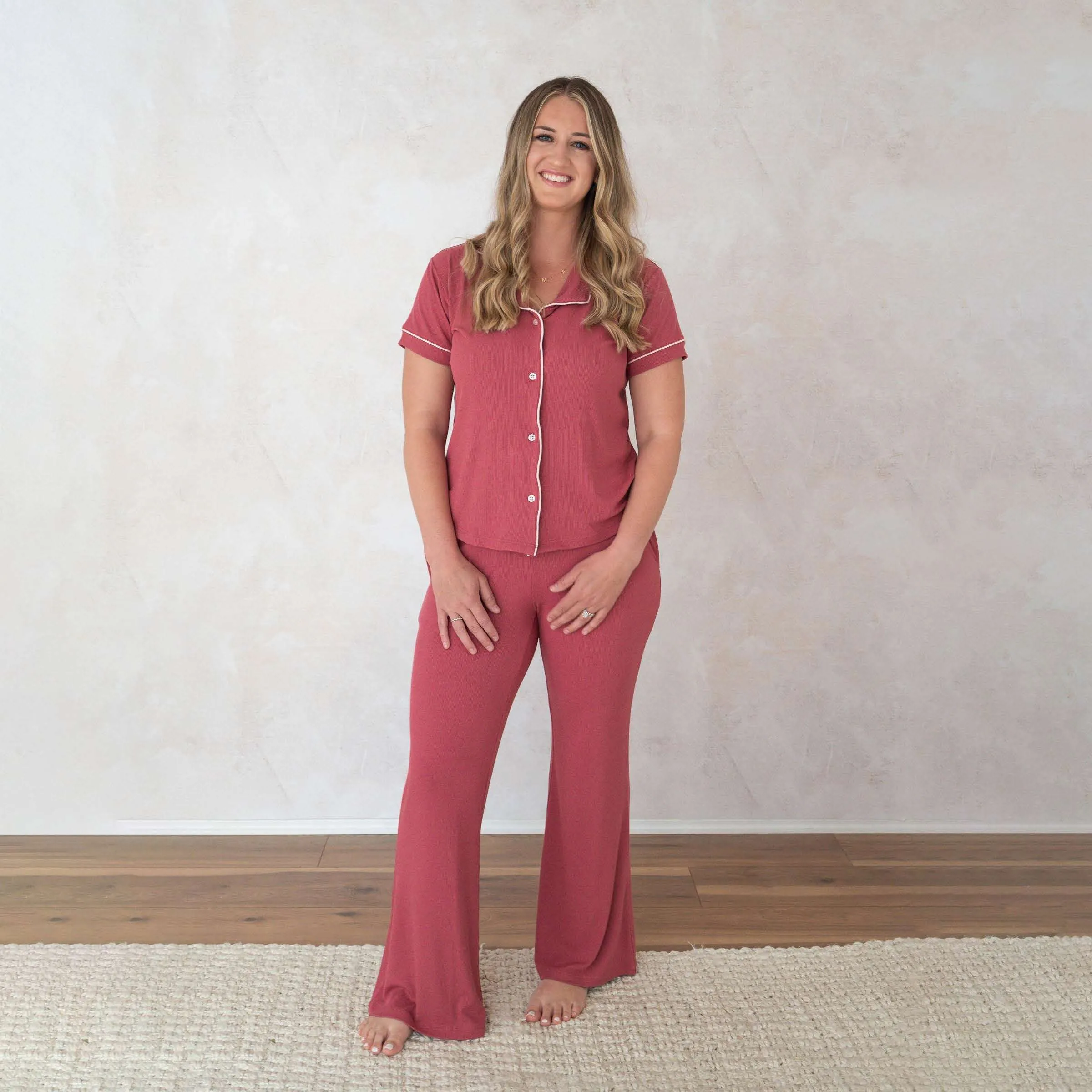 Berry Ribbed | Women's Flare Set