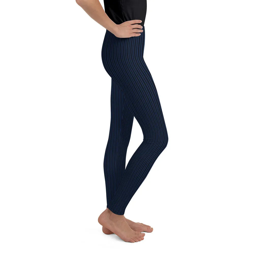 Blue Line Stripe Youth Leggings for girls, Boys Basketball, Yoga Pants Kids, Youth workout clothes