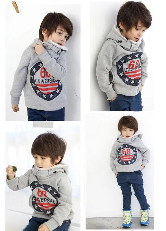 Boys Hoodies fashion lovely thick warm kids hoodies boys long sleeve t-shirts children tops for autumn and winter