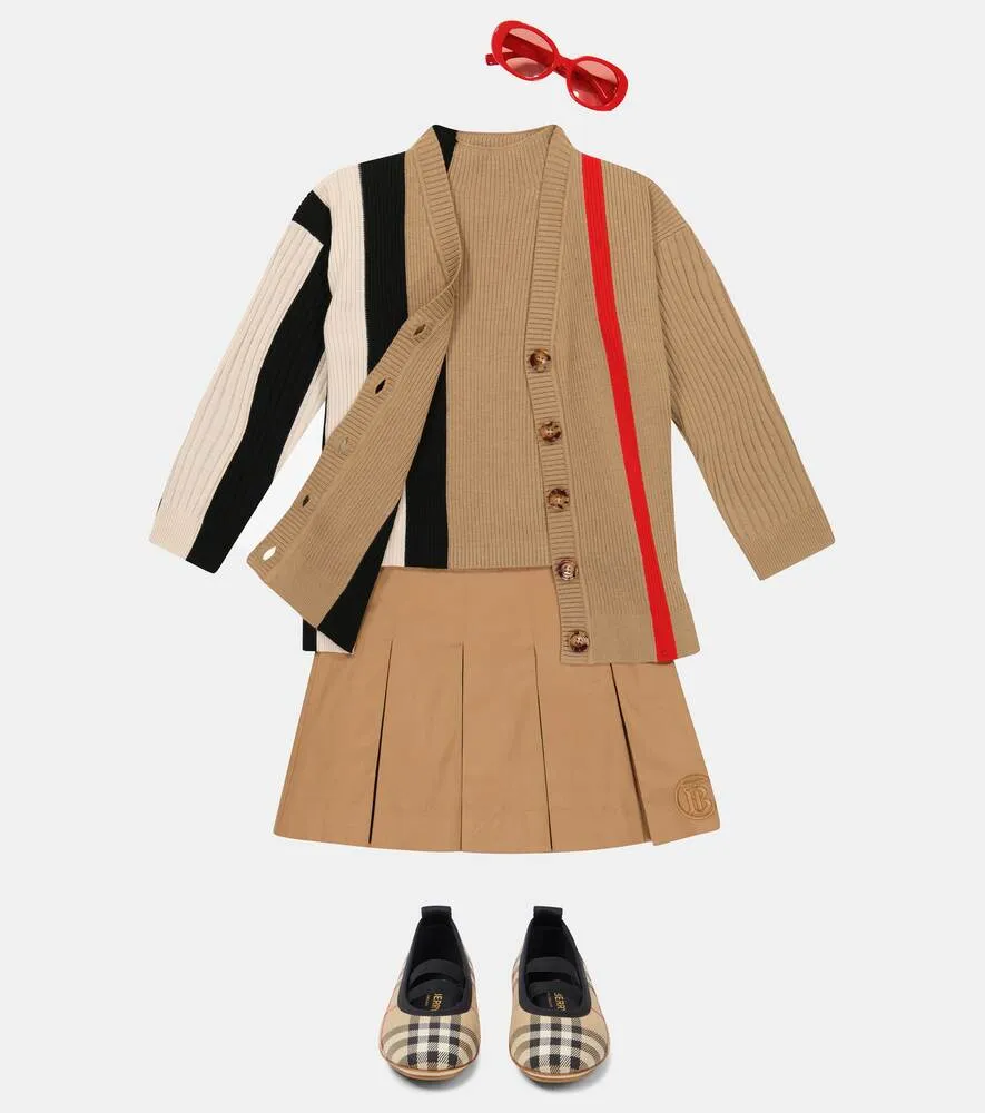Burberry Icon Stripe Wool Cardigan, Brown