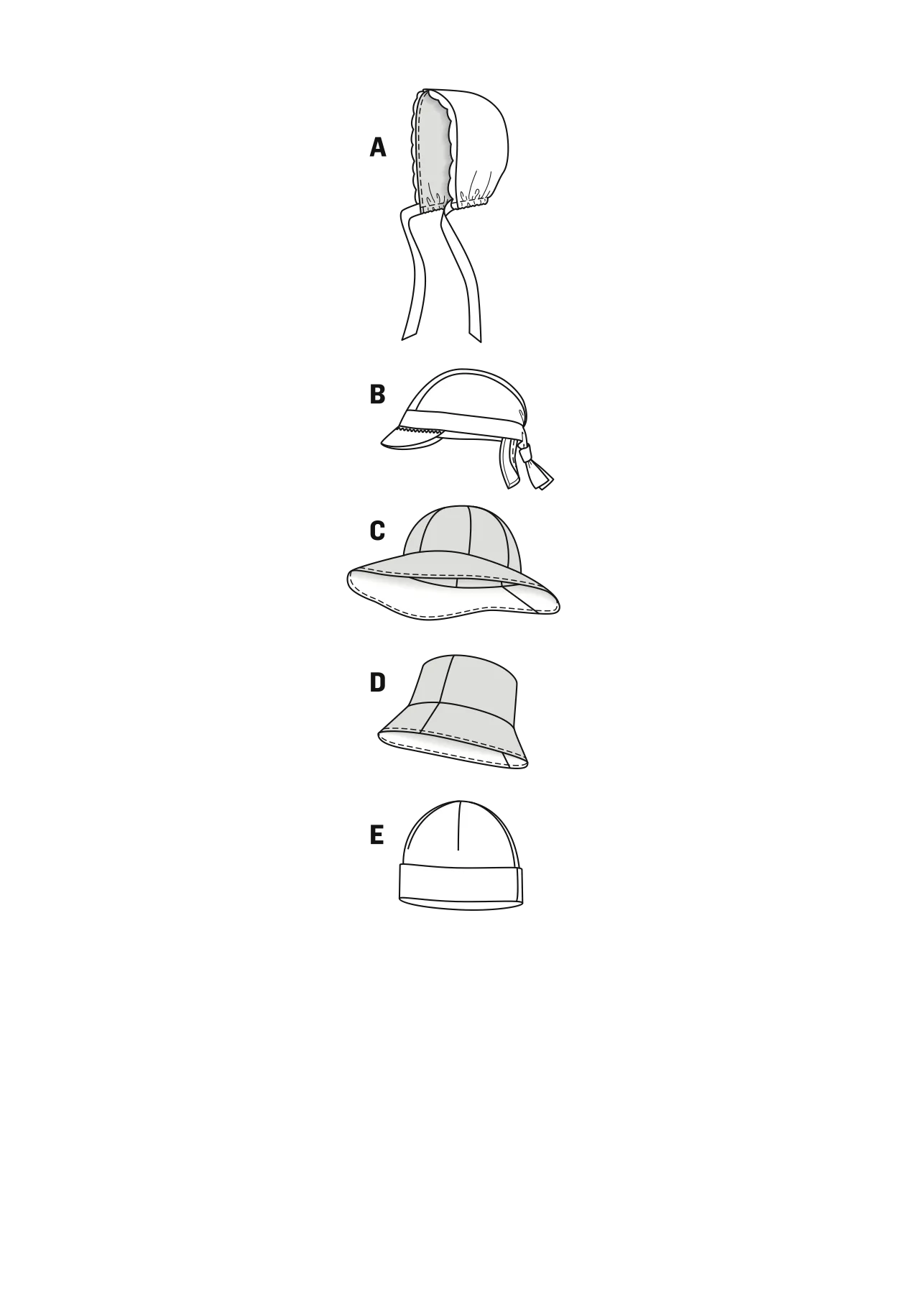 Burda 9496 Children's Caps and Hats Pattern