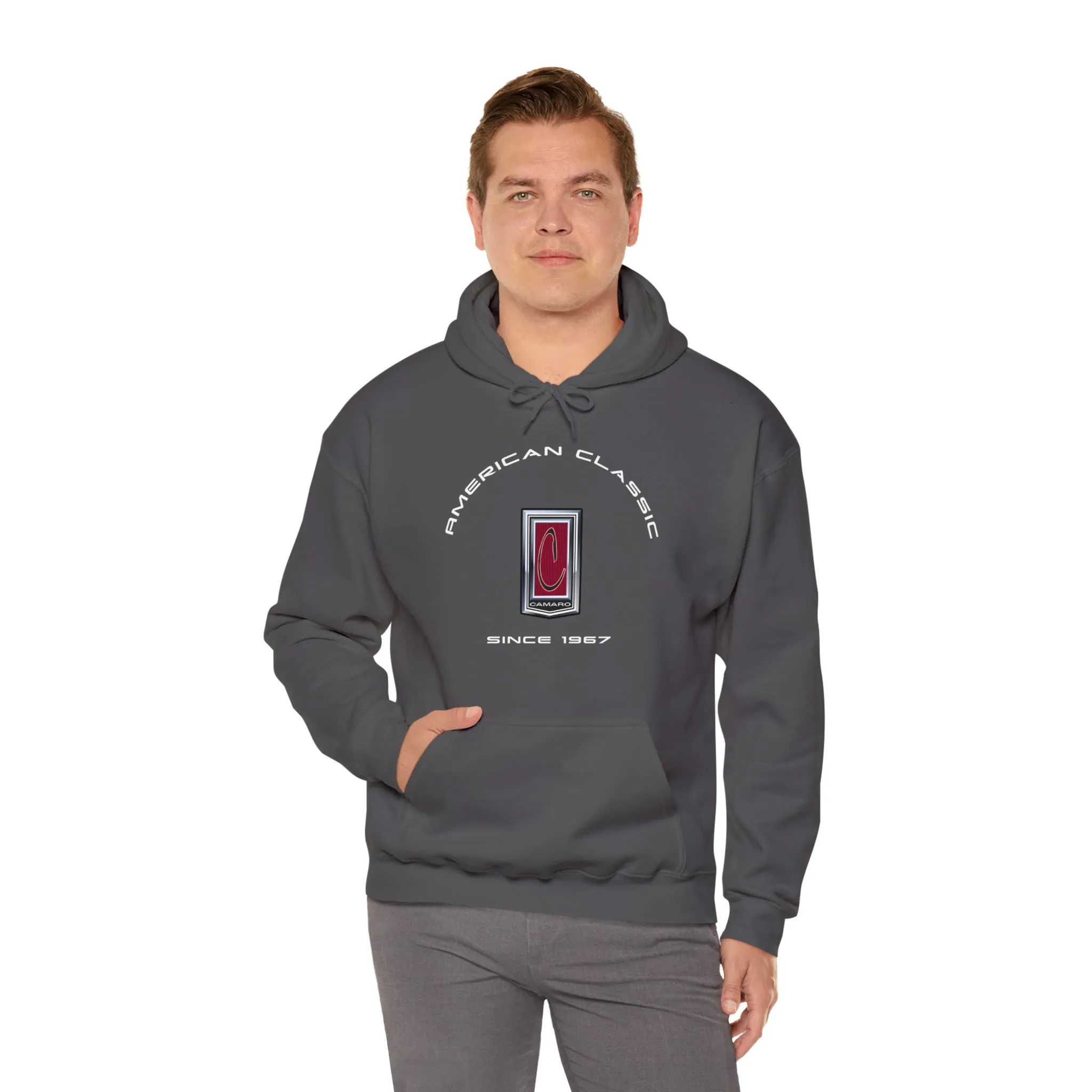 Camaro 1st Gen Red C Emblem Heavy Blend Hooded Sweatshirt