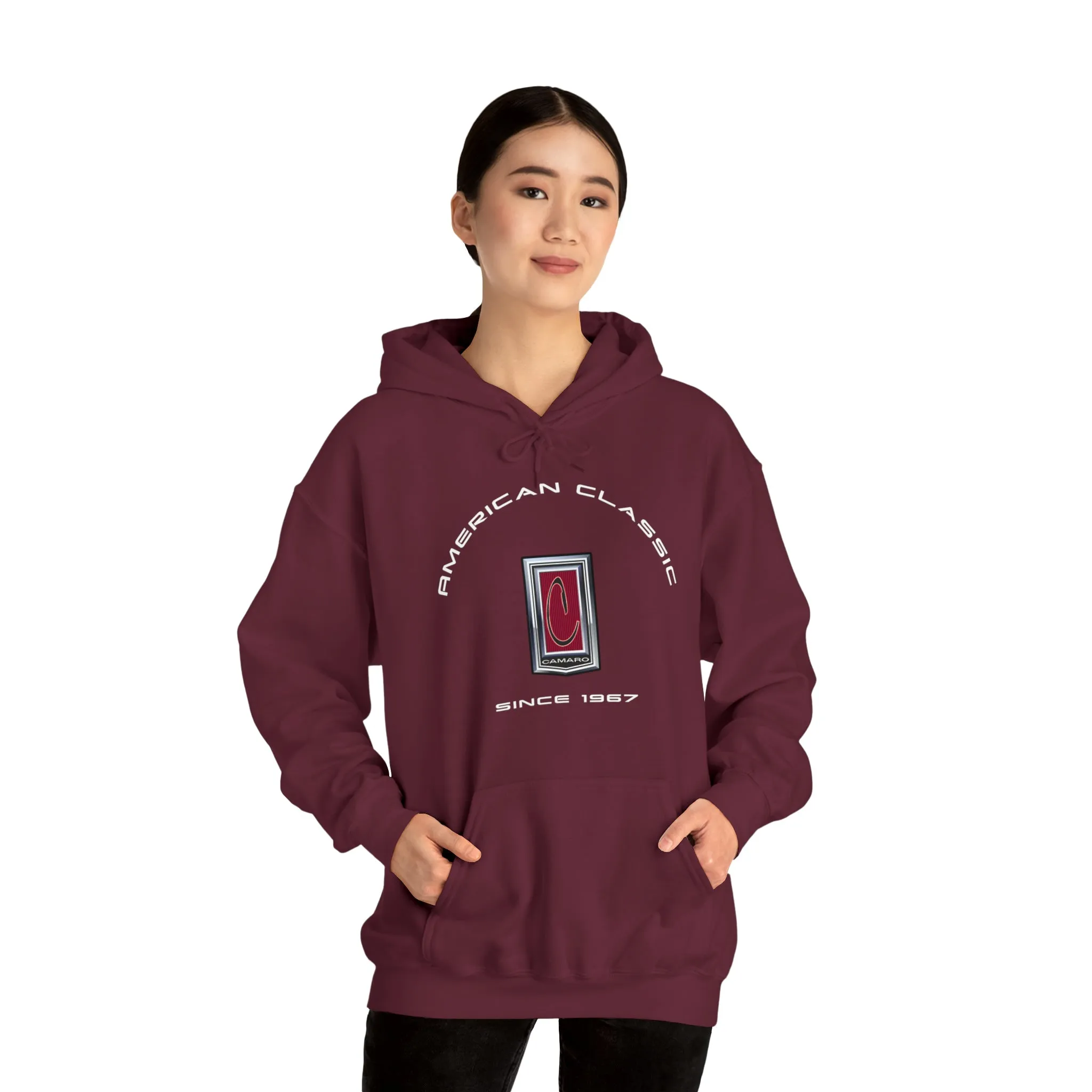 Camaro 1st Gen Red C Emblem Heavy Blend Hooded Sweatshirt