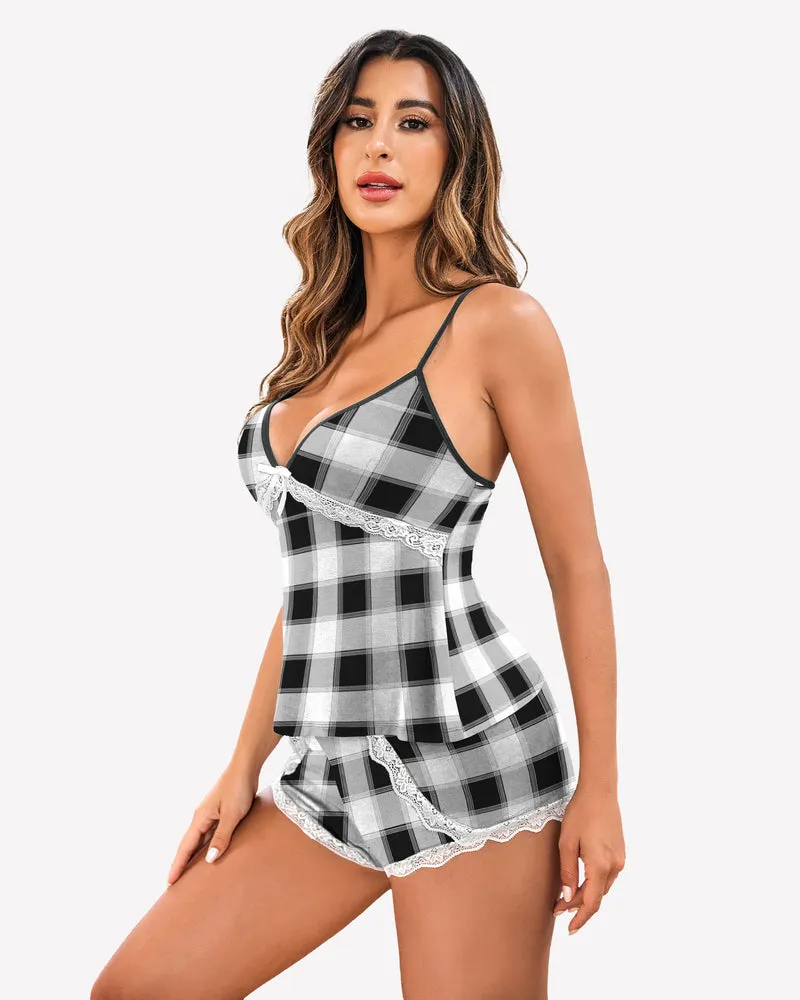 Cami Set Lace Trim Short Pjs Sets with Shorts