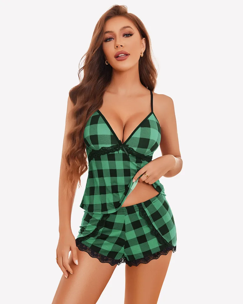 Cami Set Lace Trim Short Pjs Sets with Shorts