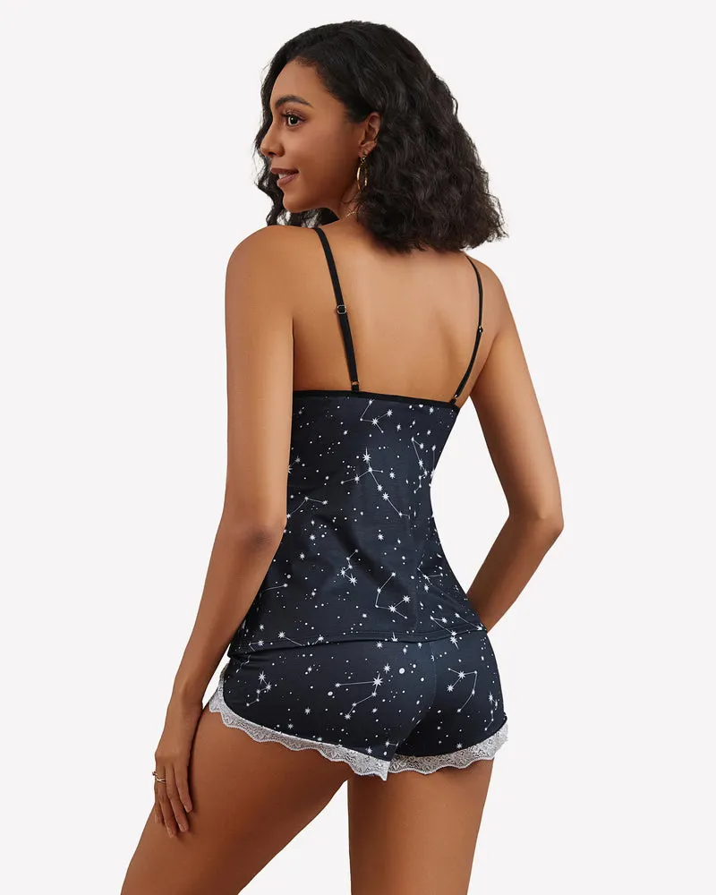 Cami Set Lace Trim Short Pjs Sets with Shorts