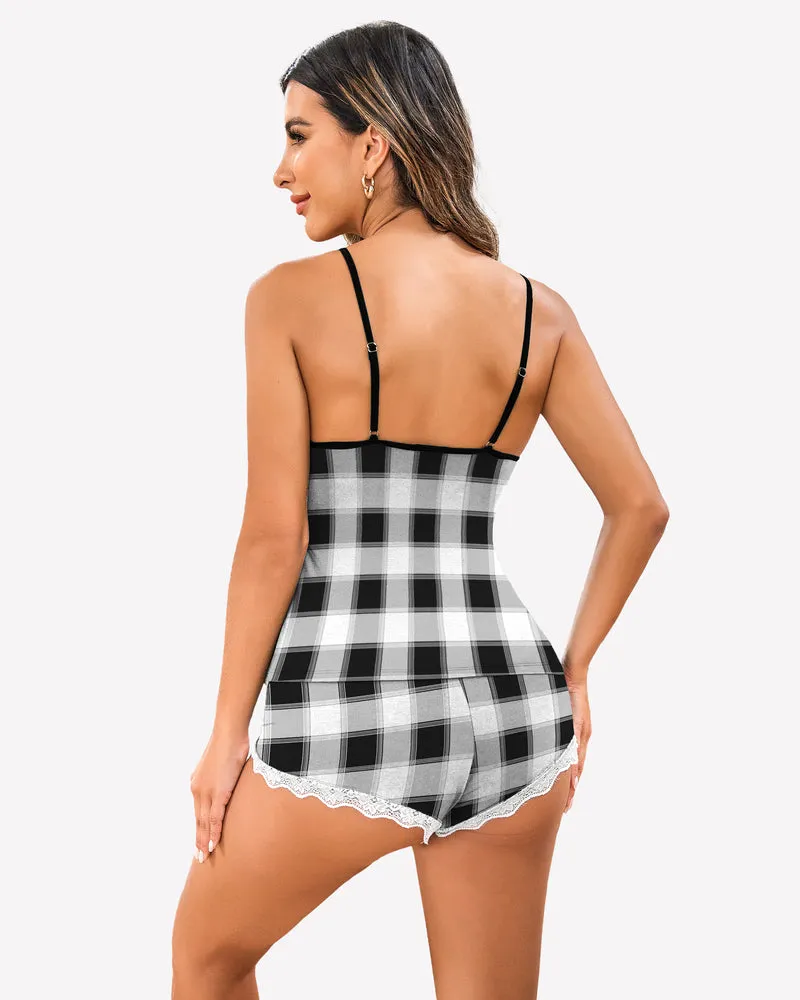 Cami Set Lace Trim Short Pjs Sets with Shorts
