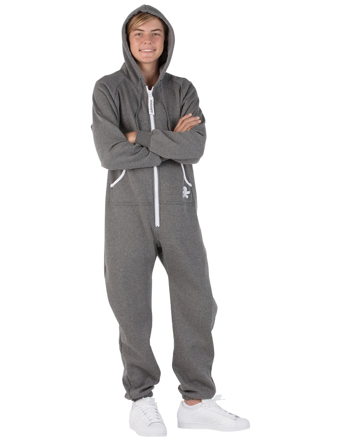 Charcoal Gray Kids Footless Hoodie Onesie