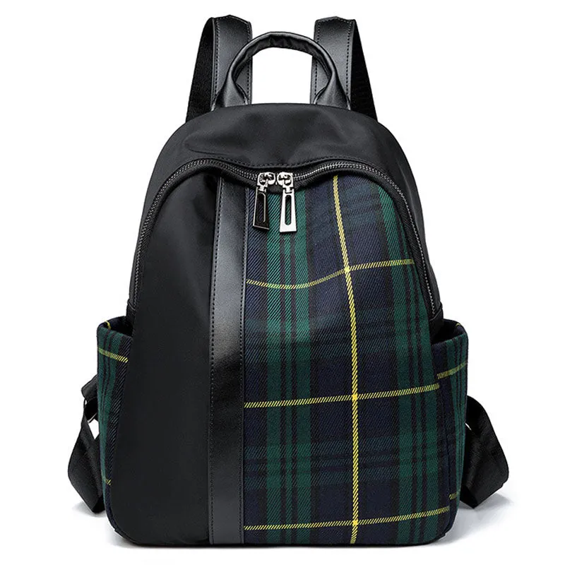 Checkered Backpack Large Capacity Oxford Schoolbag Girls Bookbag