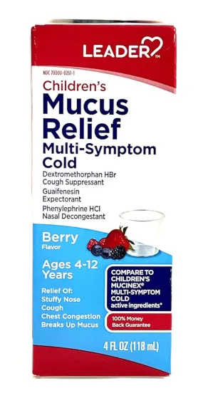 Children's Mucus Relief | Multi-Symptom Cold | Berry Flavor | 4FL