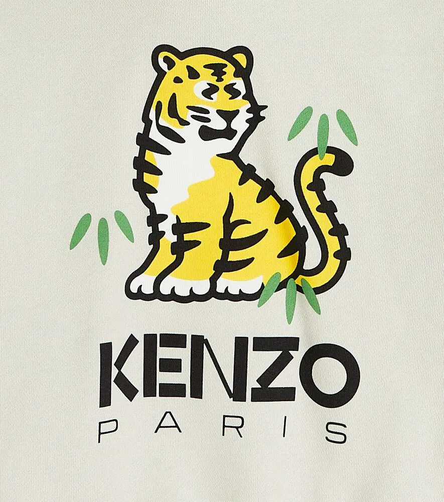 Cotton hoodie with Kenzo print, gray