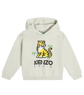 Cotton hoodie with Kenzo print, gray