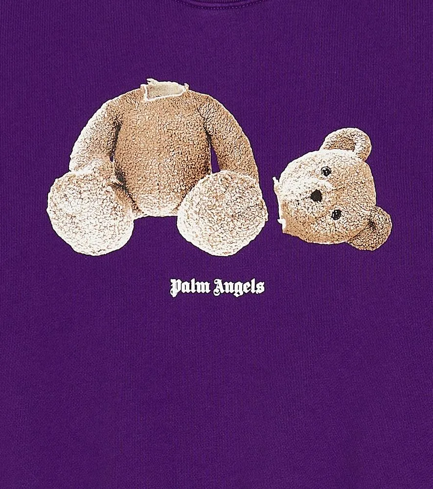 Cotton jersey sweatshirt with Palm Angels print, purple