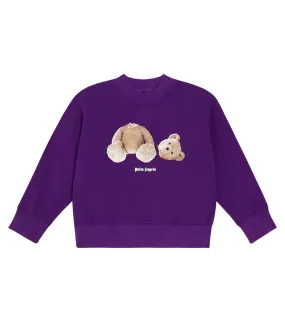Cotton jersey sweatshirt with Palm Angels print, purple