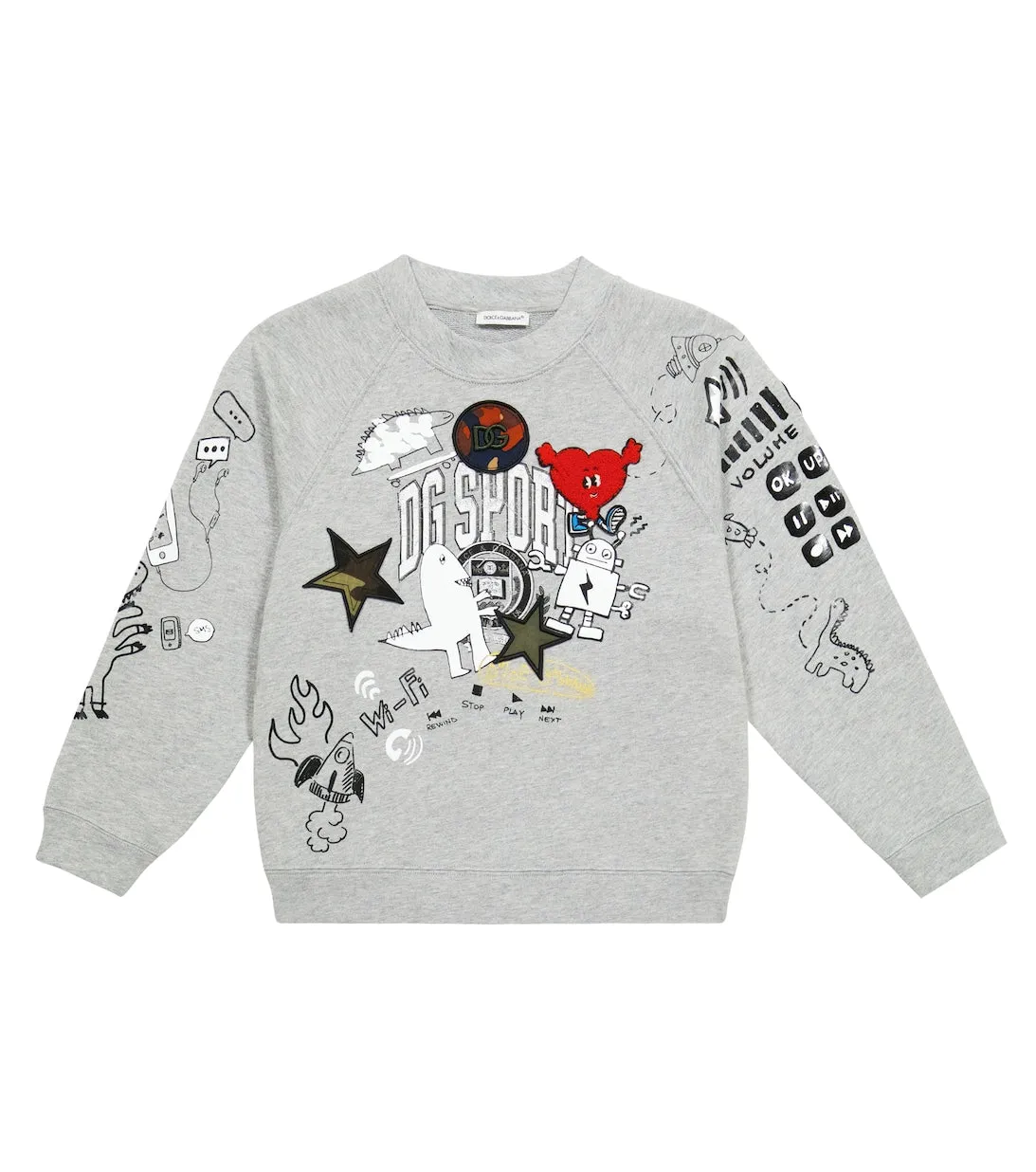 Cotton sweatshirt with Dolce&Gabbana print, gray