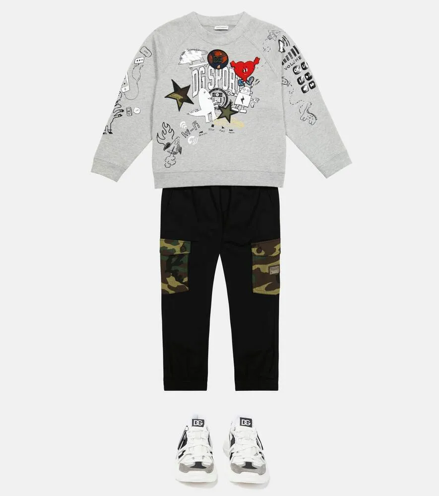 Cotton sweatshirt with Dolce&Gabbana print, gray