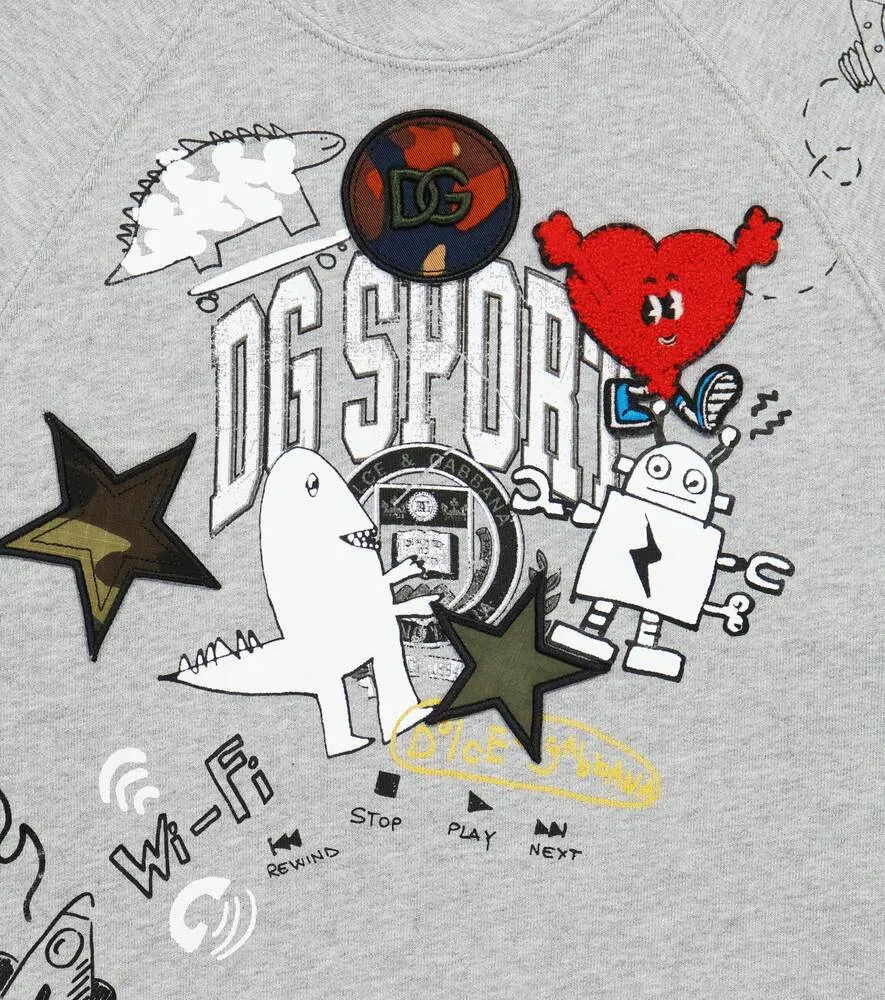 Cotton sweatshirt with Dolce&Gabbana print, gray