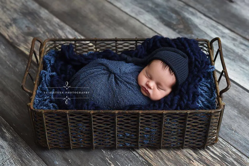 Dark Blue Jean Stretch Knit Newborn Baby Wrap