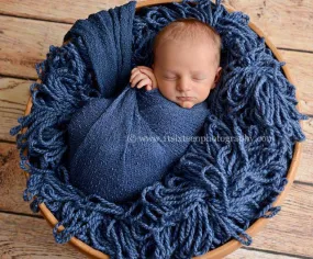 Dark Blue Jean Stretch Knit Newborn Baby Wrap