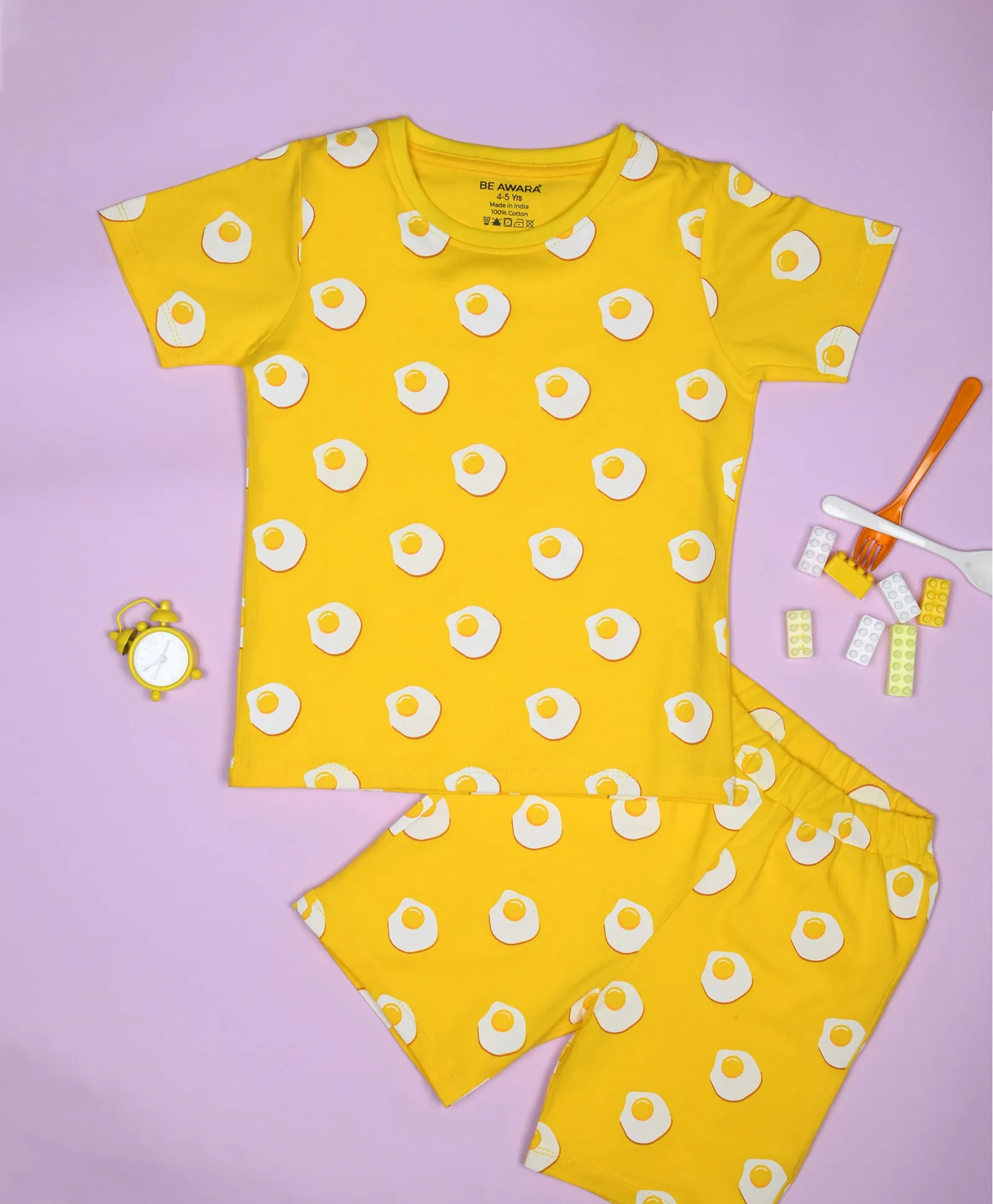 Eggs Pattern Half Sleeves T-Shirt & Shorts Set