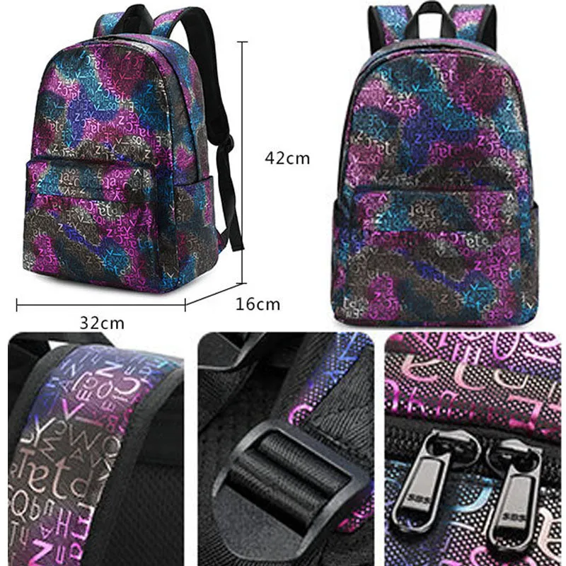 Fashion Letter Printing Backpack Quality Rucksack for Girls Boys