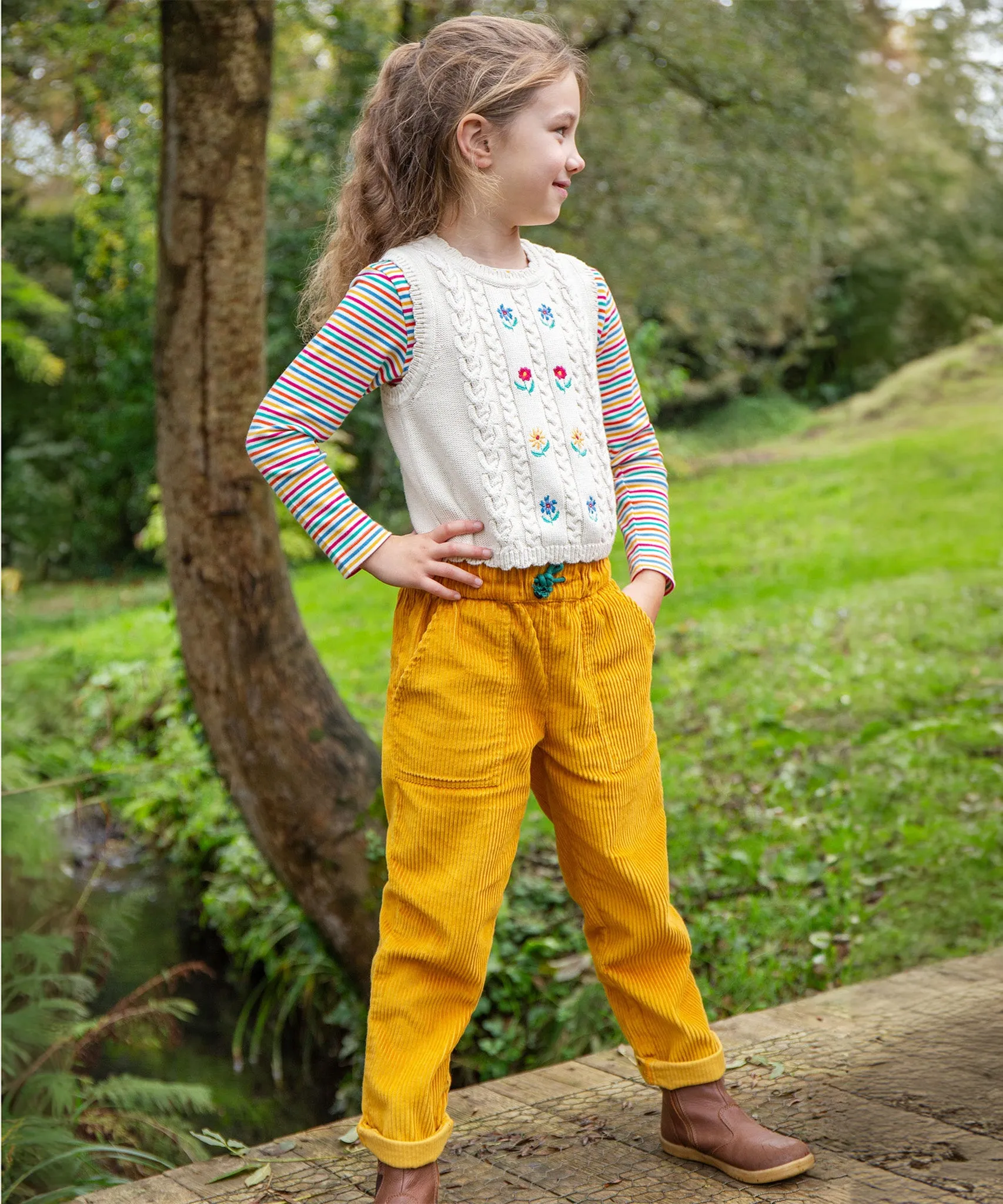 Frugi Lucia Top - Lingonberry Multi-Stripe