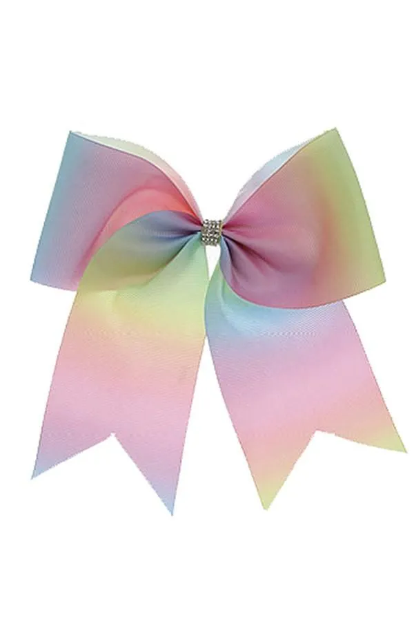 Girls Rainbow Big Hair Bow, Multi Colors 7"