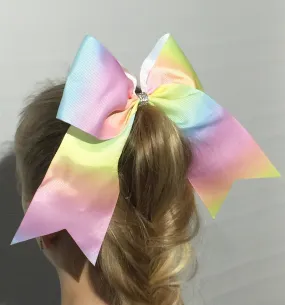 Girls Rainbow Big Hair Bow, Multi Colors 7"