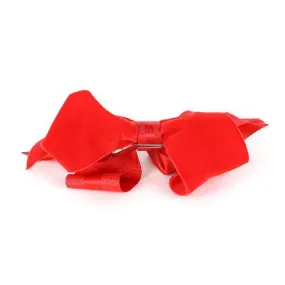 GIRLS RED VELVET BOW WITH  CLIP