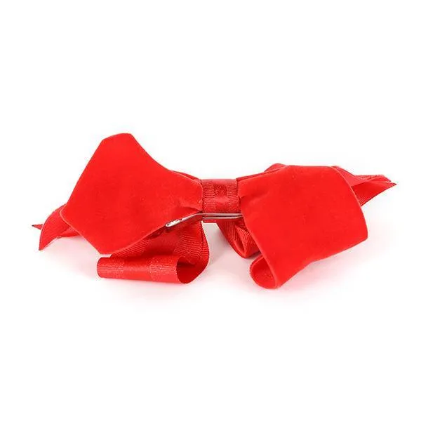 GIRLS RED VELVET BOW WITH  CLIP