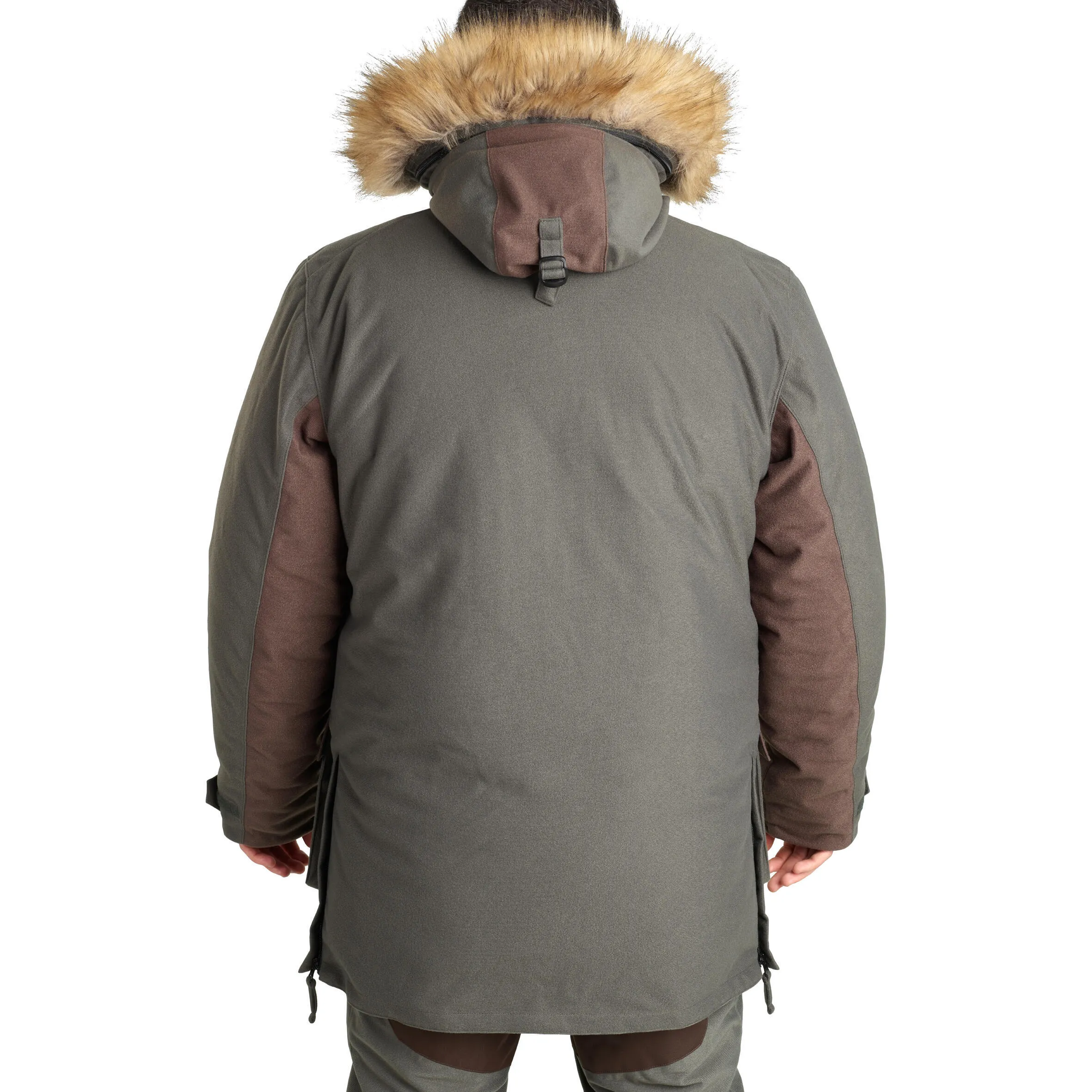 Hunting raincoat warm -20 °C green 100 SOLOGNAC, dark green