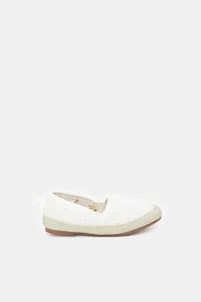 Infant Girls White Embroidered Espadrilles