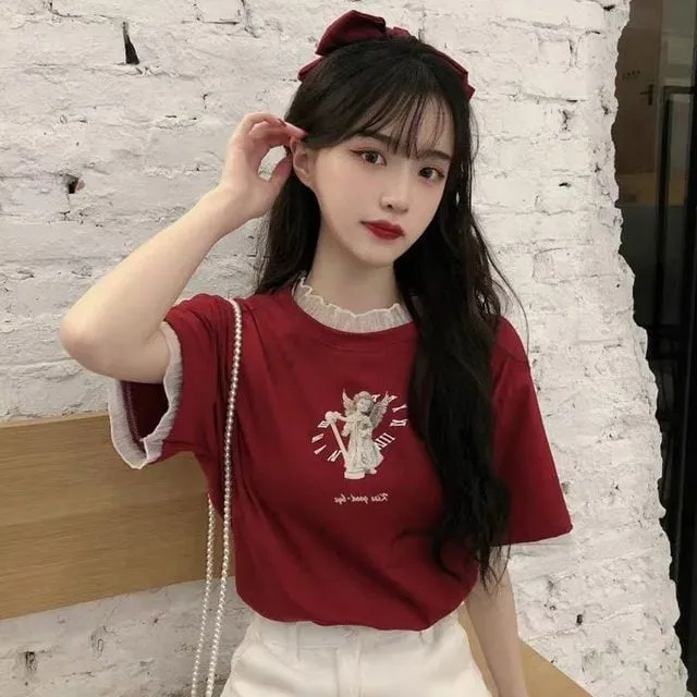 Kawaii Gothic Angel Print T-Shirt