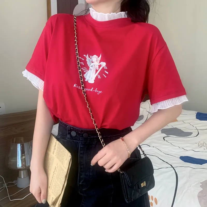 Kawaii Gothic Angel Print T-Shirt
