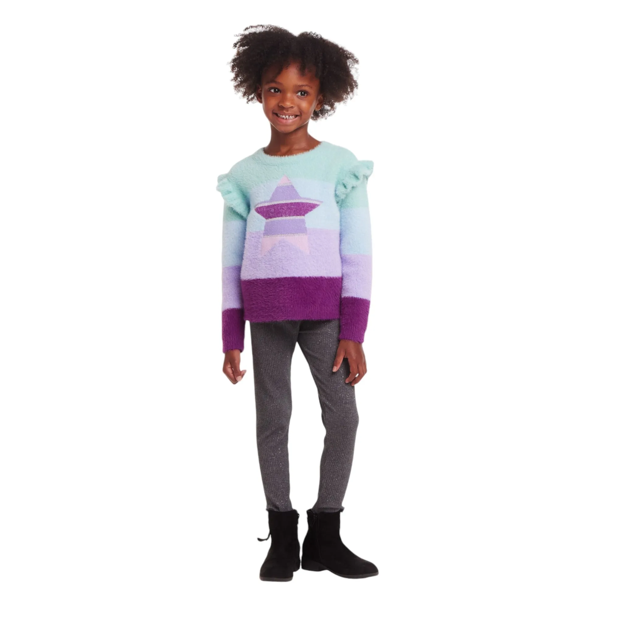 Kids (2-6x) Full Eyelash Sweater & Legging Set | Multicolor Lurex Star