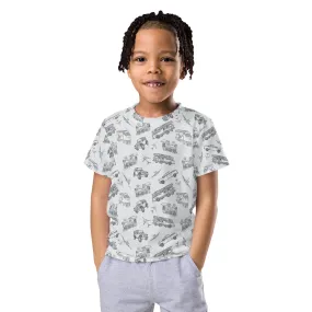 Kids crew neck t-shirt-Trains, Planes and Automobiles