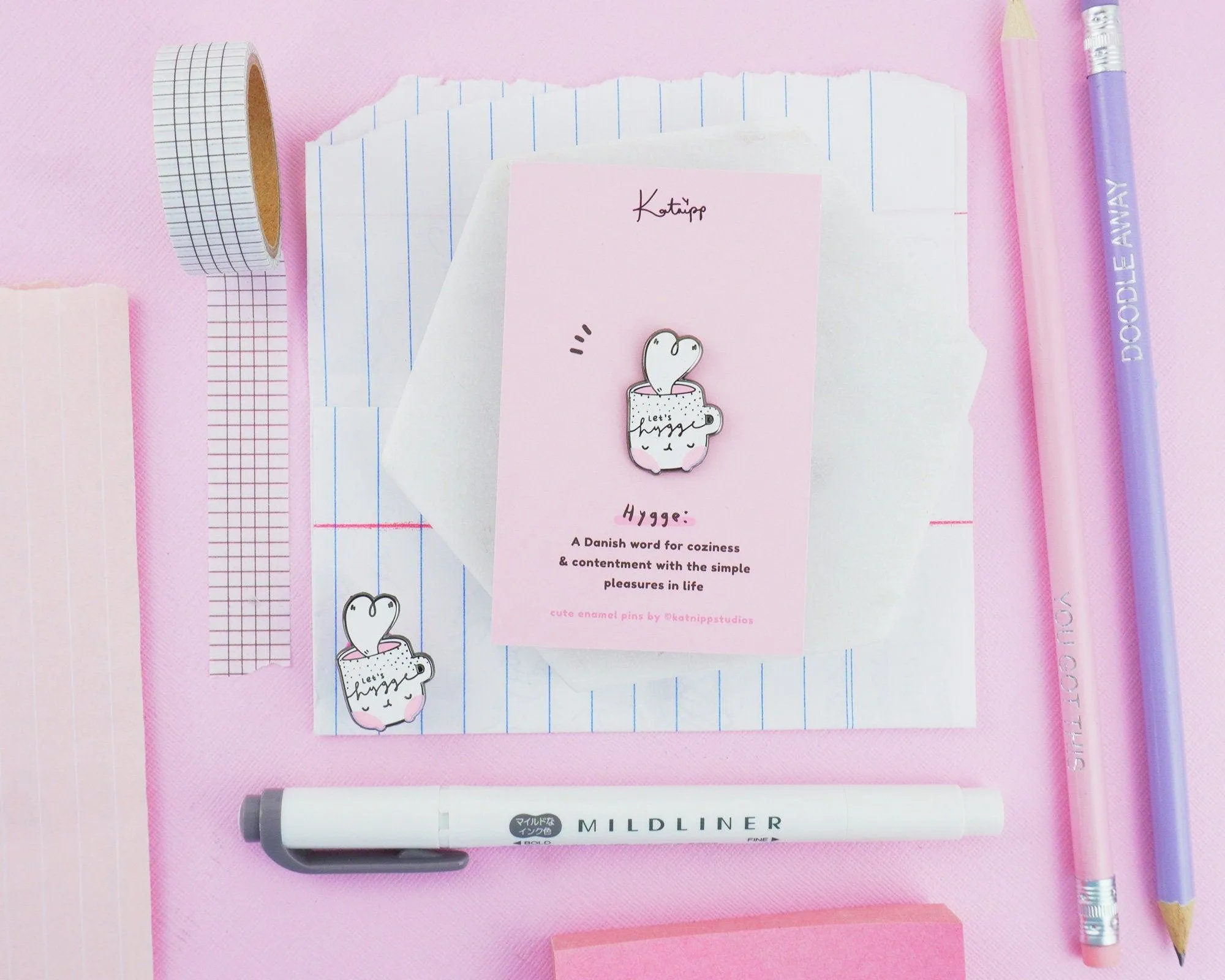 Let’s Hygge Enamel Pin | Cute Cosy Mug Pin | Kawaii Hygge Lifestyle Accessory