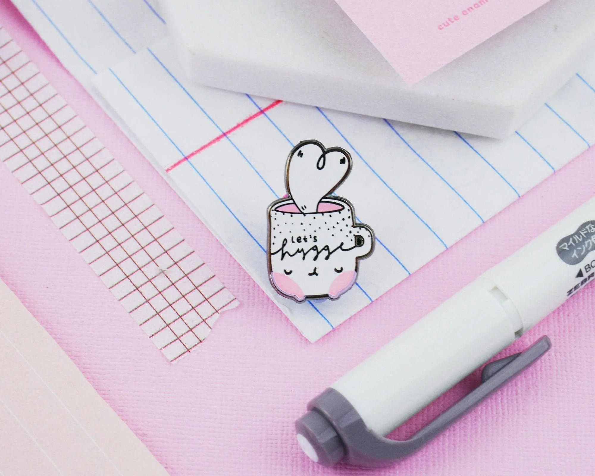 Let’s Hygge Enamel Pin | Cute Cosy Mug Pin | Kawaii Hygge Lifestyle Accessory